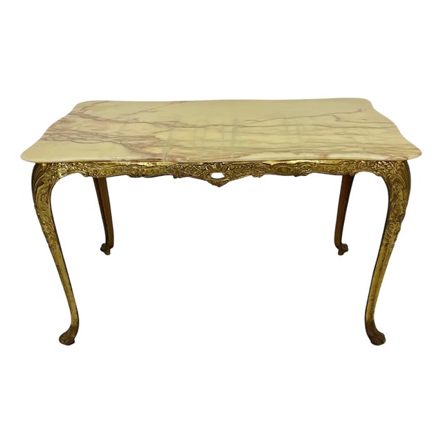 Mid-Century Brass and Marble Coffee Table, Italy, 1950s For Sale