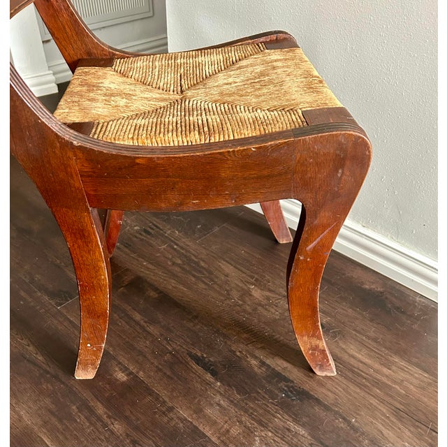 Vintage Tell City Mahogany Harp Back Rush Seat Chair For Sale - Image 11 of 12
