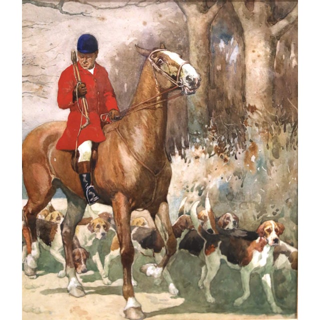 Early 20th Century English Fox Hunting Watercolor by Edwin Noble in Gilt Frame For Sale - Image 10 of 13