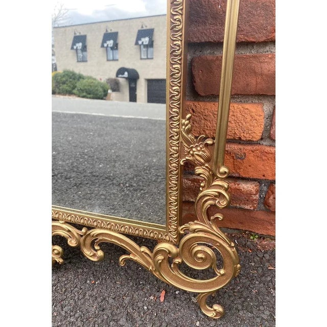 Metal Louis XVI Style Italian Brass Console & Mirror For Sale - Image 7 of 8