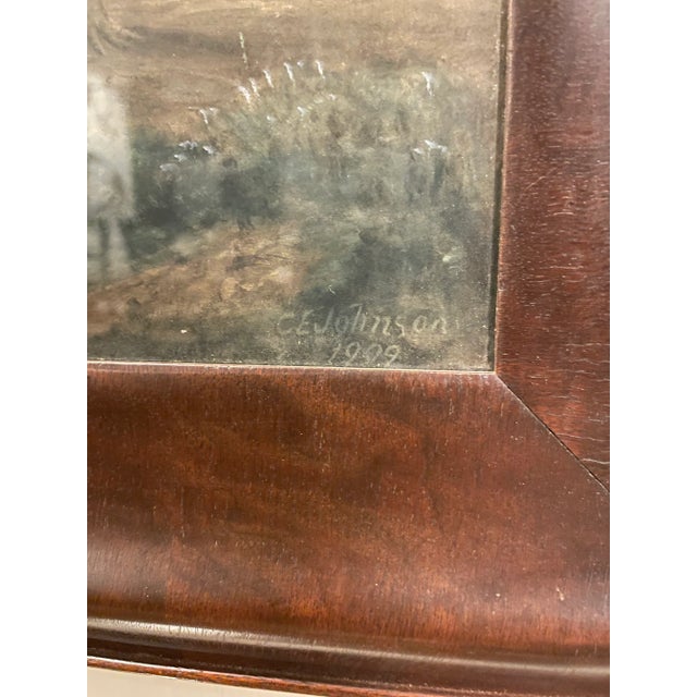 1909 Antique European Realist Landscape Pastel Oil Painting by Charles Edward Johnson Signed and Dated For Sale In Nashville - Image 6 of 12
