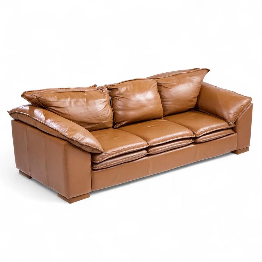 Niels Eilersen Monza Mid Century Danish Leather Three-Seat Sofa