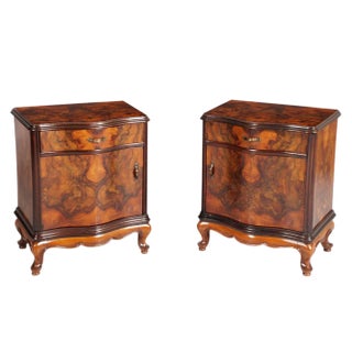Antique Baroque Nightstands in Walnut and Briar by Testolini Freres, 1890s, Set of 2 For Sale