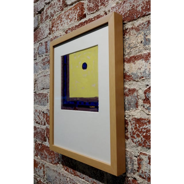 Conrad Buff - Hard Edge in Yellow, Black & Blue -Modernist Oil Painting For Sale - Image 4 of 8