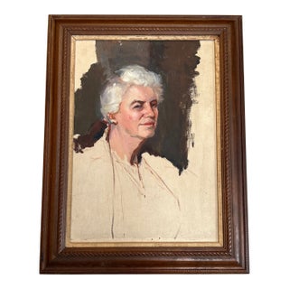 1950’s Original Impressionist Oil Sketch Portrait Painting For Sale