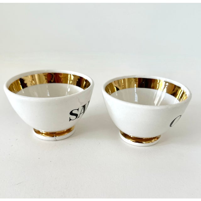 1960s Pair of Gilt Porcelain Appetizer Bowls For Sale In Cincinnati - Image 6 of 10