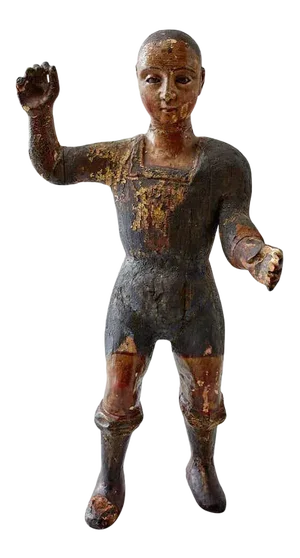 18th Century Italian Carved Santo Boy Sculpture Icon
