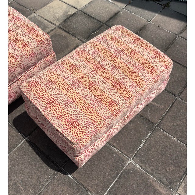 Drexel Vintage Drexel Heritage French Provincial Cheetah Print Ottomans, a Pair For Sale - Image 4 of 9