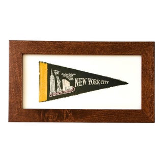 New York, New York City Small Framed Vintage 1950 to 1960's Cloth Pennant For Sale