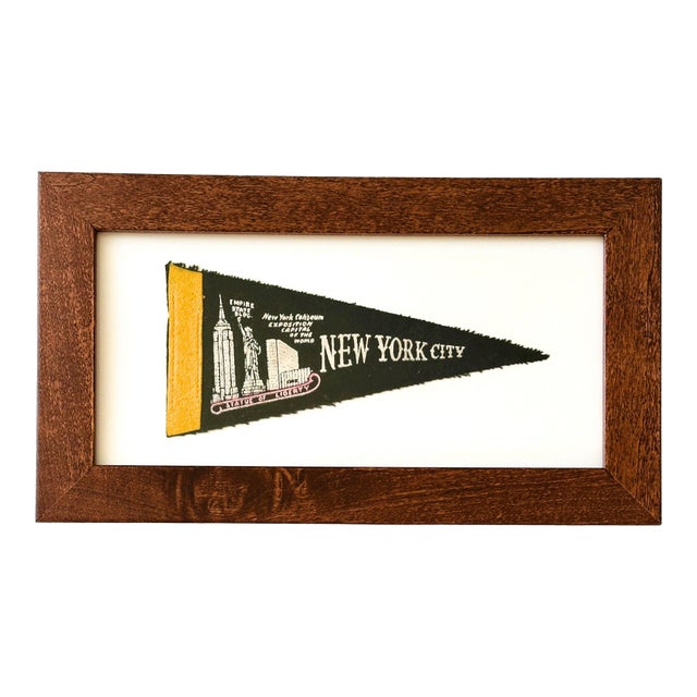 New York, New York City Small Framed Vintage 1950 to 1960's Cloth Pennant For Sale