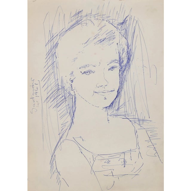 Figurative 1960s "Santander" Pen and Ink on Paper Painting by Eve Nethercott For Sale - Image 3 of 3