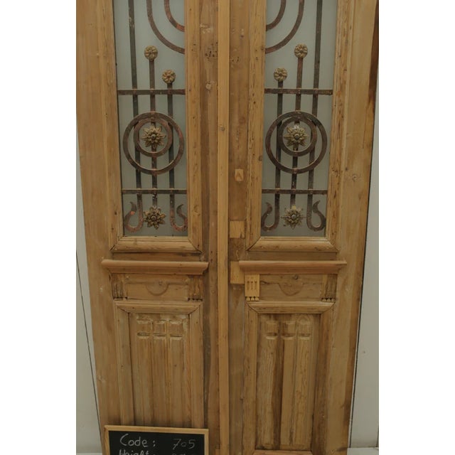 Late 19th Century Late 19th Century Double French Doors With Metal/Glass - A Pair For Sale - Image 5 of 5