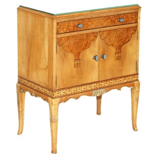 Burr Walnut Bedside Table by Waring & Gillow For Sale