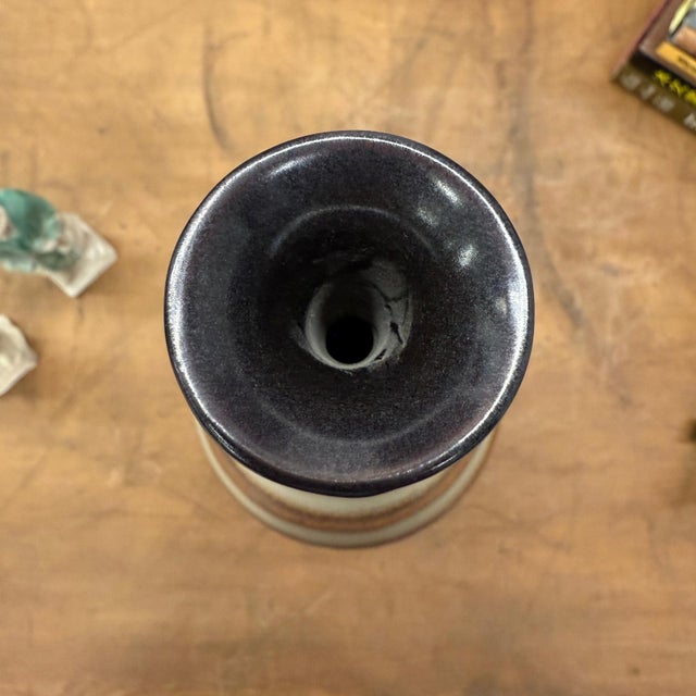 Brown Brown and Cream Ceramic Vase with Flared Neck For Sale - Image 8 of 9