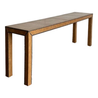 Vintage Boho Stamped Crocodile Console Table For Sale