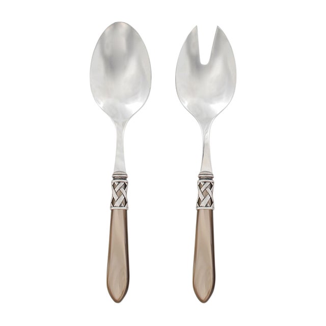 VIETRI Aladdin Antique Flatware Taupe Salad Server Set - 2 Pieces For Sale - Image 10 of 10