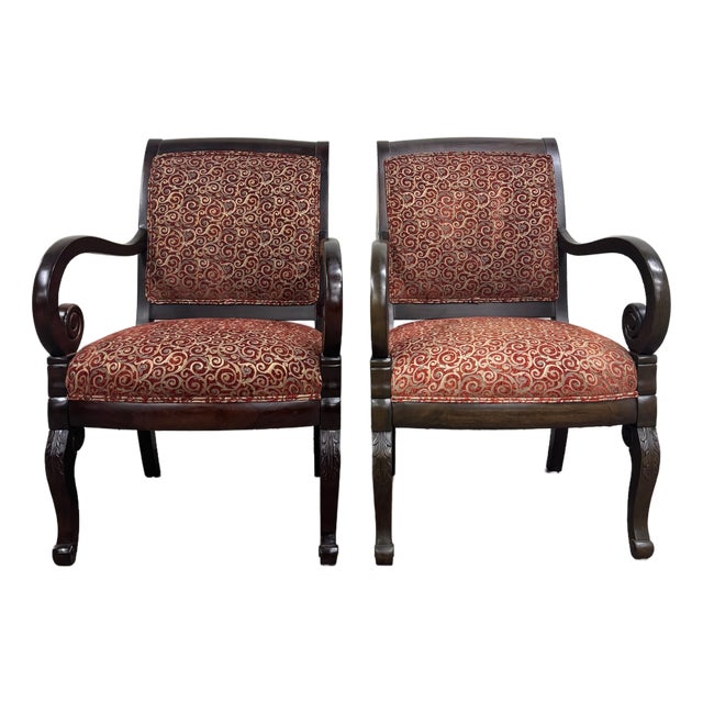Vintage Flexsteel French Empire Style Armchairs - Pair For Sale
