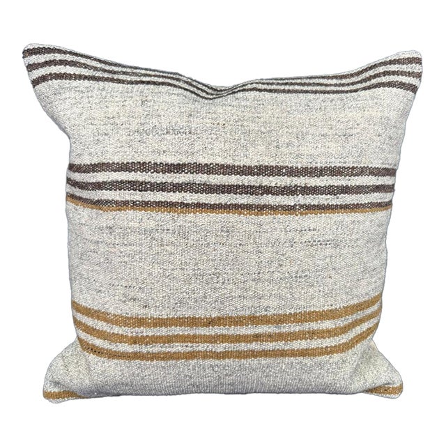 Turkish Hemp Pillow Cushion Natural Beige Brown Cushion Cover 20"x20" For Sale