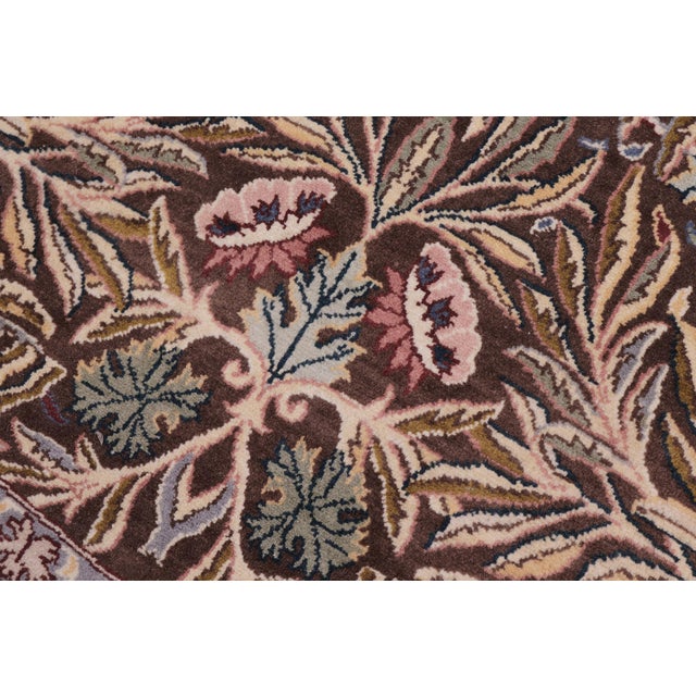 Botanical 1990's Pak-Persian Brown/Gray Wool Round Rug- 6'2'' X 6'3'' For Sale - Image 4 of 9