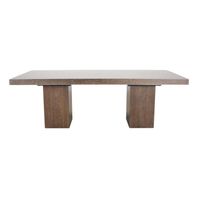 Bernhardt Linea Cerused Oak Modern Pedestal Dining Table 7.5 Ft For Sale