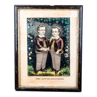 Original 19th Century Currier & Ives Hand Colored Lithographs – “Look at Papa” & “The Little Brothers” – Framed Pair For Sale