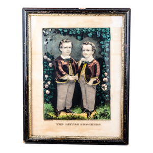 Original 19th Century Currier & Ives Hand Colored Lithographs – “Look at Papa” & “The Little Brothers” – Framed Pair