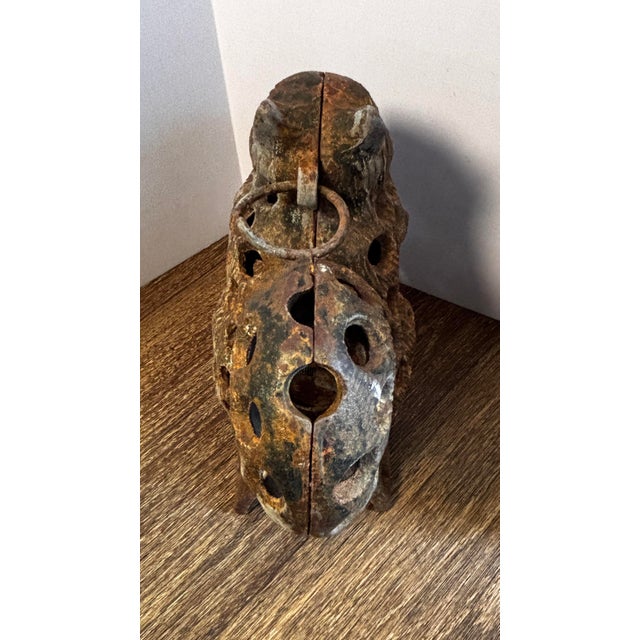 Vintage Japanese Cast Iron Garden Squirrel Lantern For Sale - Image 4 of 5