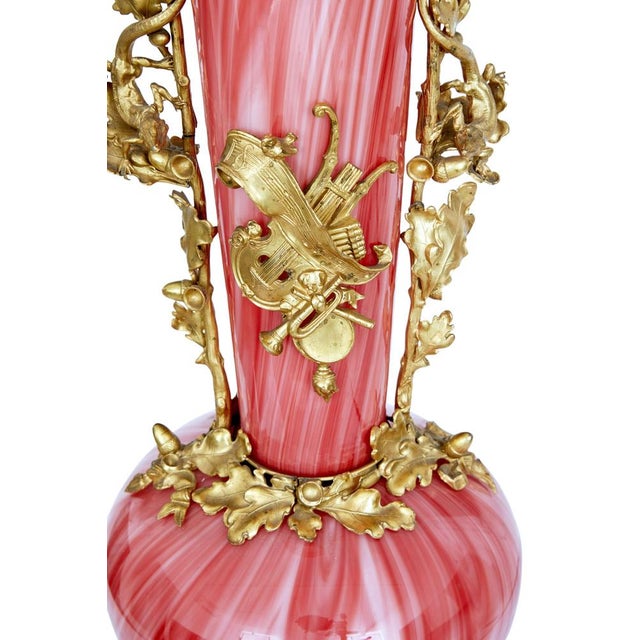 Pink French Art Glass Vase with Ormolu Mounts, 1930s For Sale - Image 8 of 10