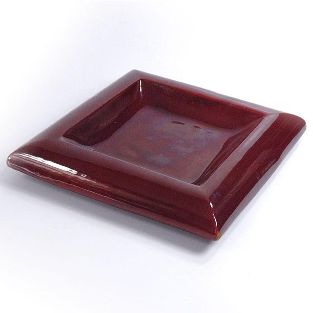 Italian Burgundy Glazed Ceramic Dish from Italica Ars, 1970s For Sale - Image 3 of 10