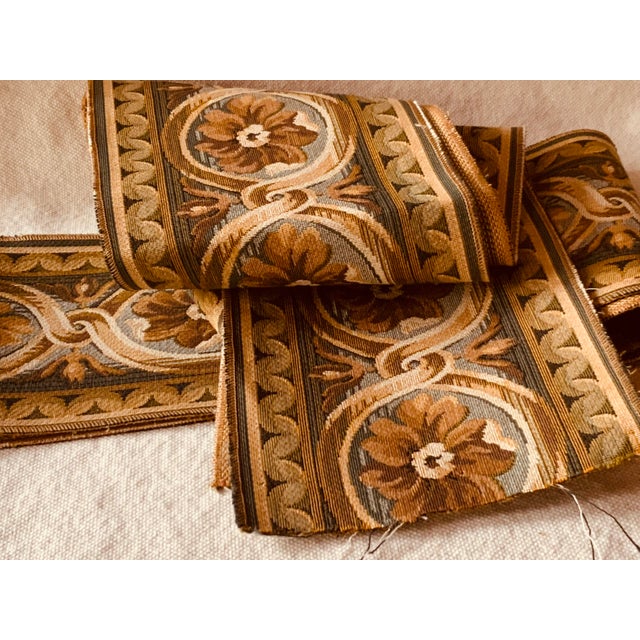 Scalamandré Woven Tapestry Border Remnant | Tobacco Amber Sage | 7"w × 104"l For Sale - Image 9 of 13