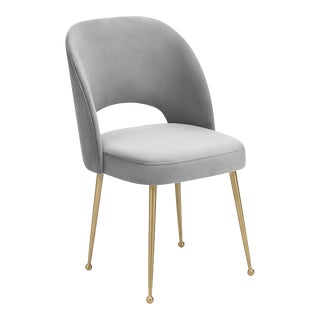 Swell Light Grey Velvet Chair For Sale