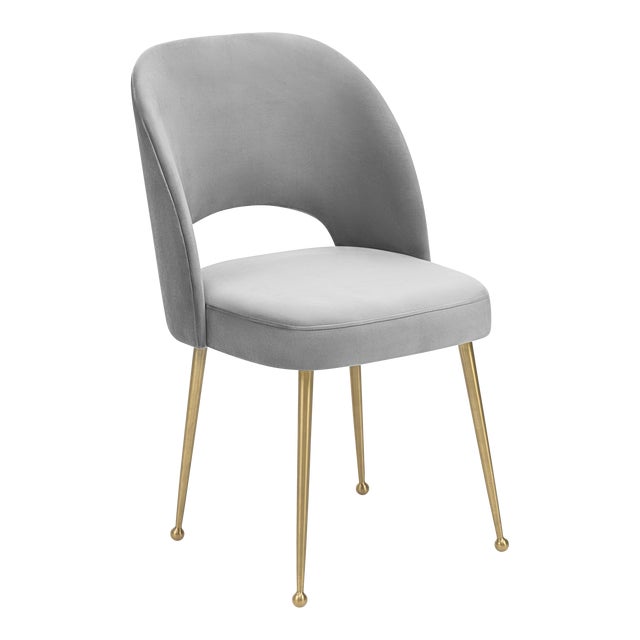 Swell Light Grey Velvet Chair For Sale