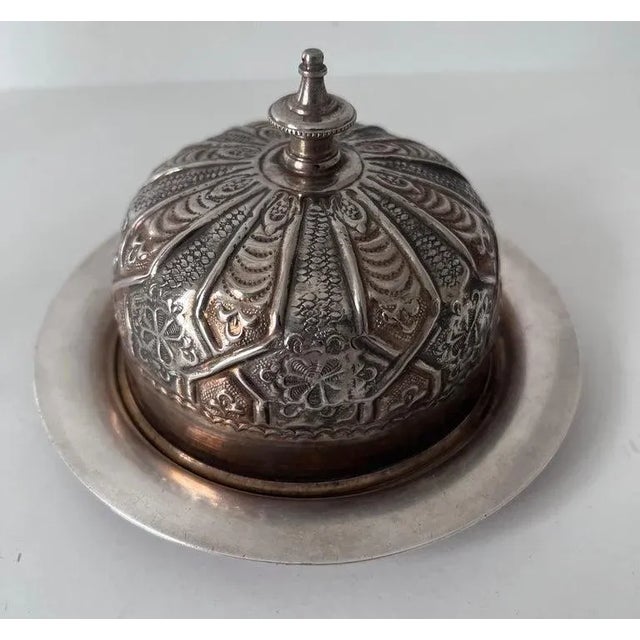 Domed French Silver Plate Repoussé Butter or Covered Dish Plate For Sale - Image 9 of 13
