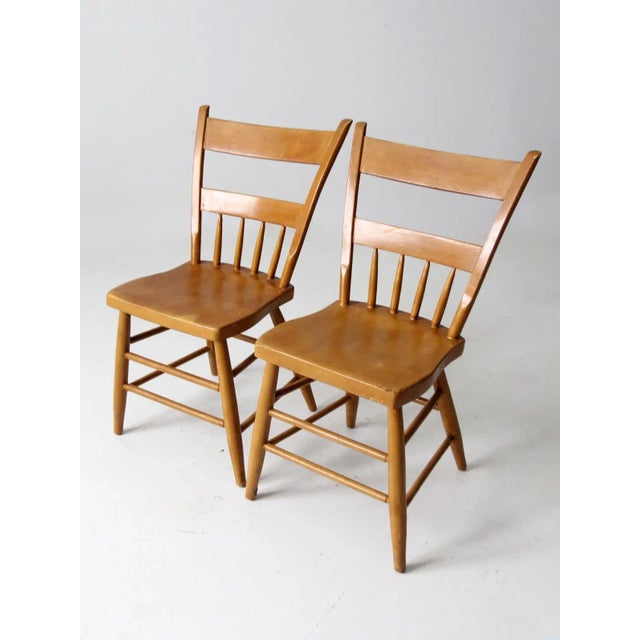 Antique Plank Seat Chairs Pair For Sale - Image 6 of 10