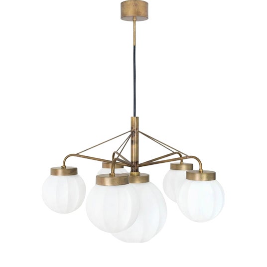 Raw Brass and Glass Klyfta 6L Ceiling Lamp by Johan Carpner for Konsthantverk For Sale
