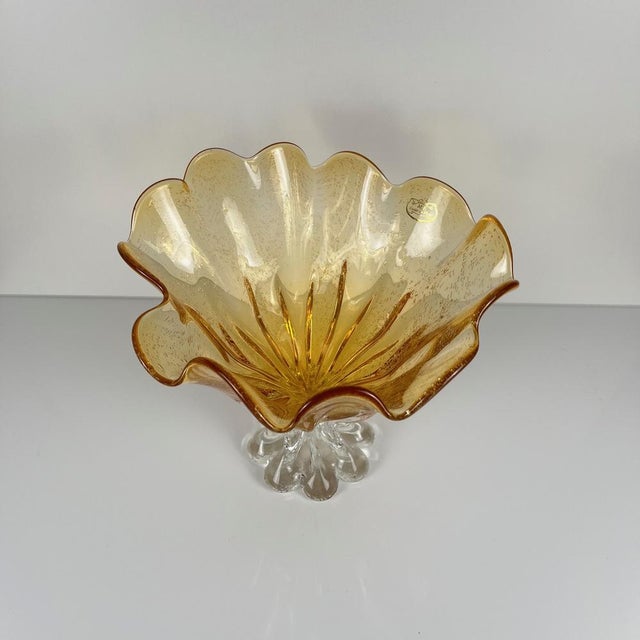 Amber-Colored Murano-Style Glass Bowl, 1970s For Sale - Image 4 of 14