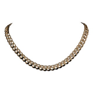 Vintage Rasner Italian 14k Solid Gold Swirl Links Chain Collar Stacking Necklace For Sale