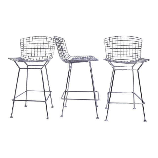 Knoll Bertoia Bar Stools Designed by Harry Bertoia, Set of 3 For Sale