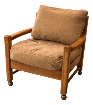 1960s Mid-Century Modern Lounge Chair With Original Upholstery & Casters