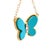 14k Yellow Gold Turquoise & Diamond Butterfly Necklace For Sale - Image 4 of 10