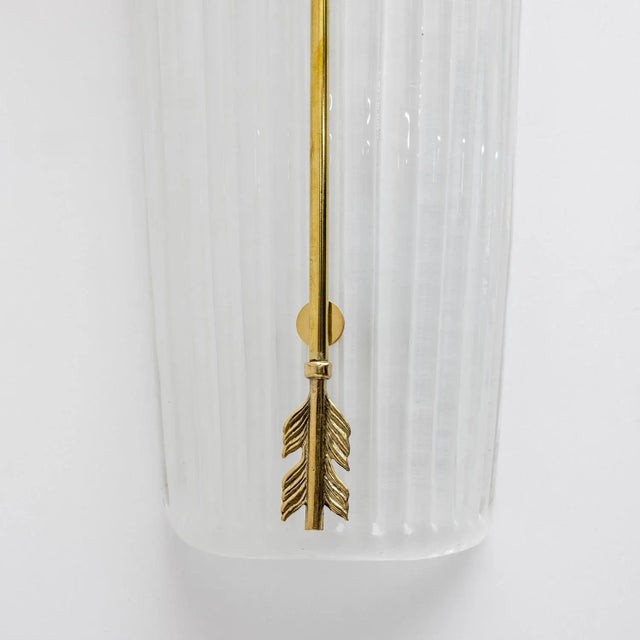 Gold Mid-Century Italian Modern Style Murano Glass and Brass Sconces, 1990, Set of 2 For Sale - Image 8 of 10