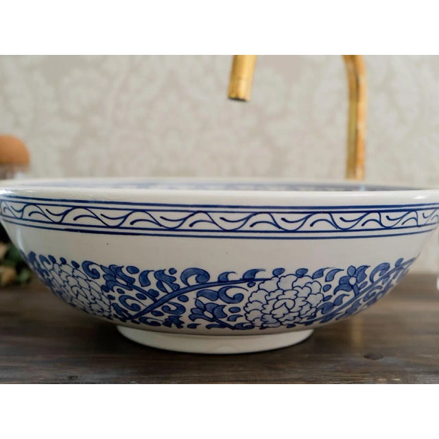 2020s Moroccan Bathroom Handmade Vanity Sink Bowl, Ceramic For Sale - Image 5 of 5