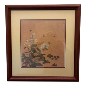 Late 20th Century Tosa Mitsuoki "Bees and Flowers" Framed Art Print