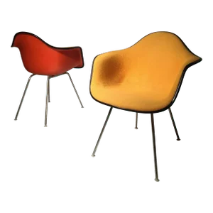 Charles Eames Alexander Girard Shell Chairs in Two-Tone Checkerboard - A Pair