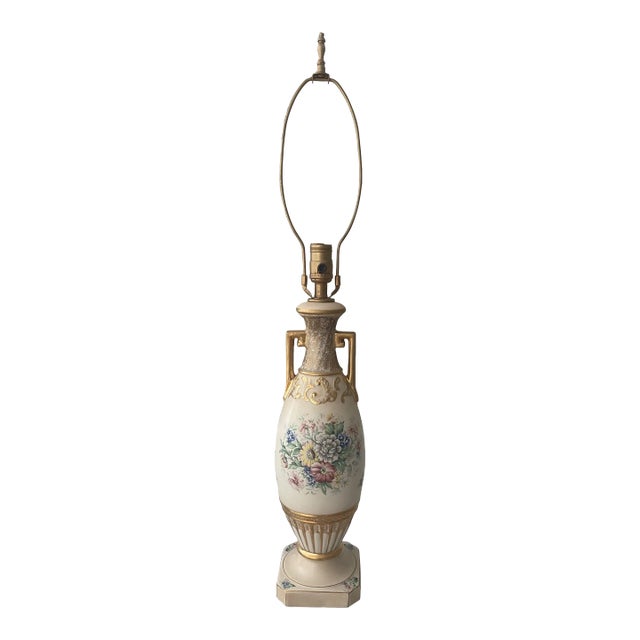 This table lamp will bring vintage style to any room. Delicate porcelain lamp with pastel colored flowers on both front...
