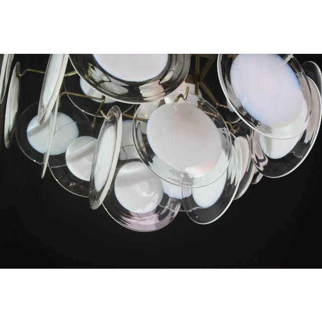 1970s Large 36 Murano Glass White Disch Chandelier by Vistosi For Sale - Image 11 of 13