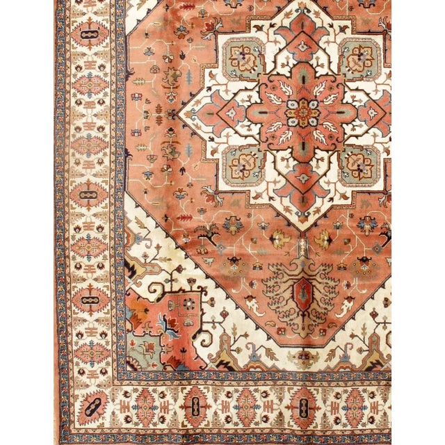 Persian Tabriz handmade Lamb's Wool rug on a cotton foundation with a medallion square motif. HERIZ Design. Hand-Spun Wool...