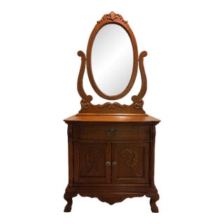 1990s Lexington Victorian Sampler Washstand With Mirror For Sale