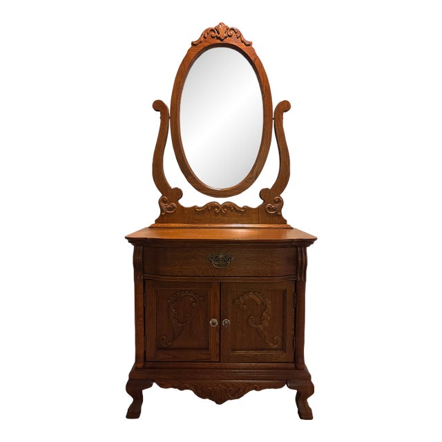 1990s Lexington Victorian Sampler Washstand With Mirror For Sale