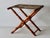 Auburn Vintage French Beechwood and Tapestry Folding Luggage Rack Nailhead Detail For Sale - Image 8 of 18